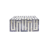 Worlds Away Small Geometric Patterned Box - Dark Grey And White Resin