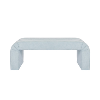 Worlds Away Horizontal Channeled Bench - Performance Light Blue Chenille