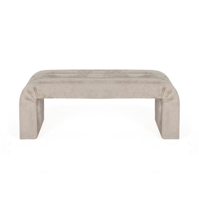 Worlds Away Horizontal Channeled Bench - Taupe Textured Chenille