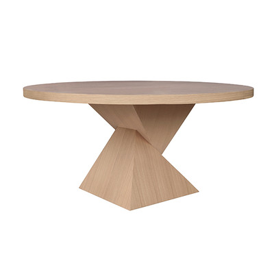 Worlds Away Sculptural Base Dining Table - Natural Oak