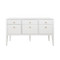 Worlds Away Fluted Six Drawer Buffet - Brass Knobs - Glossy White Lacquer