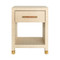 Worlds Away One Drawer Side Table - Rattan Wrapped Handle - Natural Grasscloth