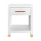 Worlds Away One Drawer Side Table - Rattan Wrapped Handle - Matte White Lacquer