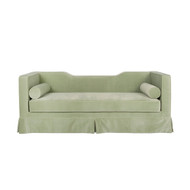 Worlds Away Skirted Tuxedo Style Sofa - Notched Back - Sage Green Velvet