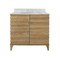 Worlds Away Bath Vanity - Horizontal Fluted Detail - Cerused Oak - White Marble Top, Porcelain Sink, And Polished Brass Knobs