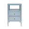 Worlds Away Two Drawer Side Table - Textured Light Blue Linen - Polished Brass Knobs