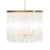 Worlds Away Four Light Hanging Textured Glass Pendant - Brushed Brass