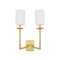 Worlds Away Two Arm Sconce - White Linen Shade - Gold Leaf