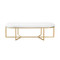 Worlds Away Oval Bench - White Linen Cushion And Iron Base - Gold Leaf