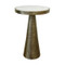 Worlds Away Side Table - Ribbed Antique Brass Tapered Base And White Marble Top