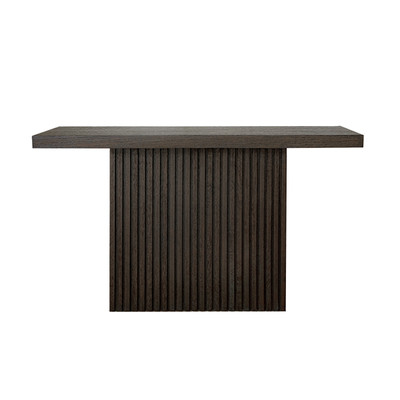 Worlds Away Slatted Pedestal Base Console Table - Dark Espresso Oak