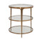Worlds Away Three Tier Glass Top Round End Table - Antique Brass