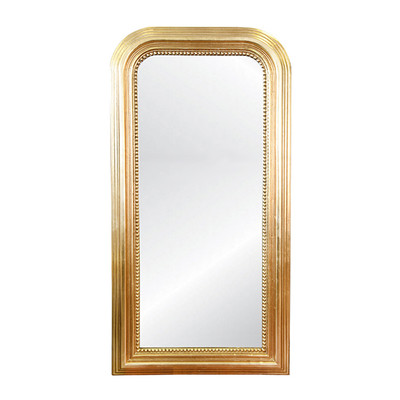 Worlds Away Gold Leaf Wood Floor Mirror - Curved Edges