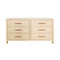 Worlds Away Six Drawer Chest - Rattan Wrapped Handles - Natural Grasscloth
