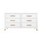 Worlds Away Six Drawer Chest - Rattan Wrapped Handles - Matte White Lacquer