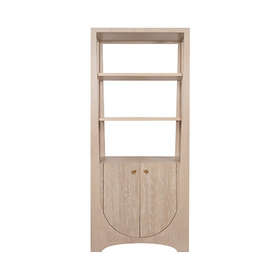 Worlds Away Etagere - Two Door Fluted Cabinet - Cerused Oak
