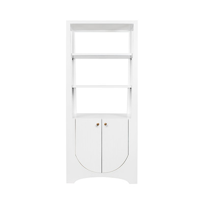 Worlds Away Etagere - Two Door Fluted Cabinet - Matte White Lacquer