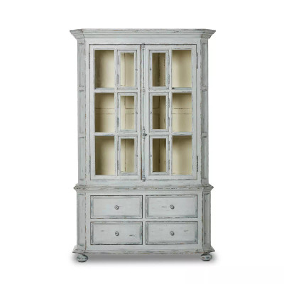 Four Hands The "You Will Need A Lot Of Hinges" Cabinet - Distressed Grey Blue Veneer