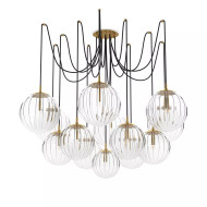 Four Hands Spider Chandelier - Burnished Brass - Clear Ribbon Glass