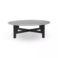 Four Hands Marble Round Coffee Table With Iron - Polished White Marble