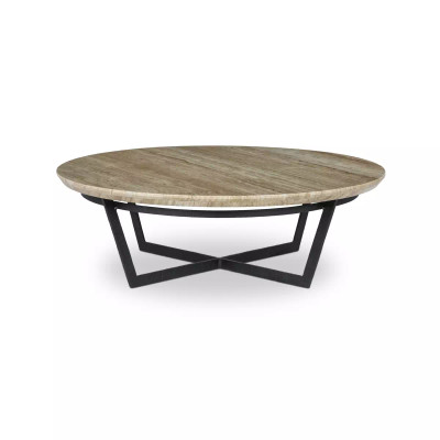 Four Hands Felix Round Coffee Table - Travertine
