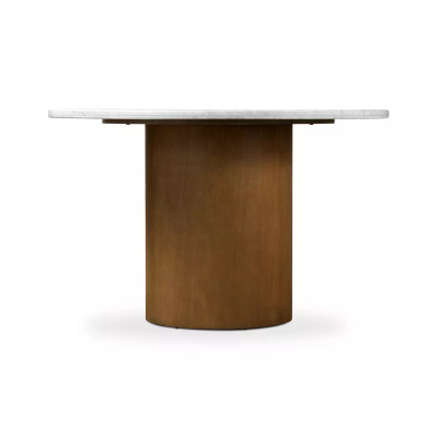 Four Hands Pilo Dining Table - Italian White Marble - Dark Parawood
