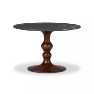 Four Hands Kestrel Round Dining Table - Dark Brown Acacia W/ Black Marble
