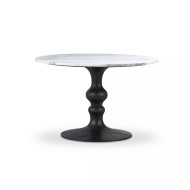 Four Hands Kestrel Round Dining Table - Dark Anthracite W/ White Marble