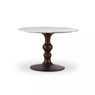 Four Hands Kestrel Round Dining Table - Dark Brown Acacia W/ White Marble