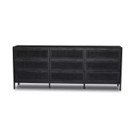 Four Hands Sydney 9 Drawer Dresser - Black Wash W/ Black Cane