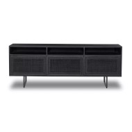 Four Hands Carmel Media Console - Black Wash W/ Black Cane