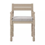 Four Hands Waller Outdoor Dining Armchair - Stone Grey - Washed Brown