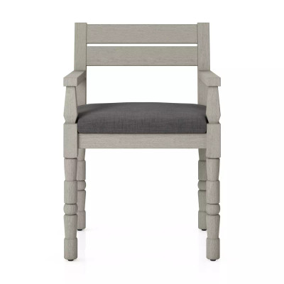 Four Hands Waller Outdoor Dining Armchair - Charcoal - Weathered Grey