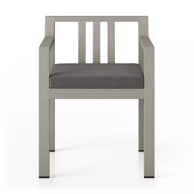 Four Hands Monterey Outdoor Dining Armchair, Weathered Grey - Charcoal