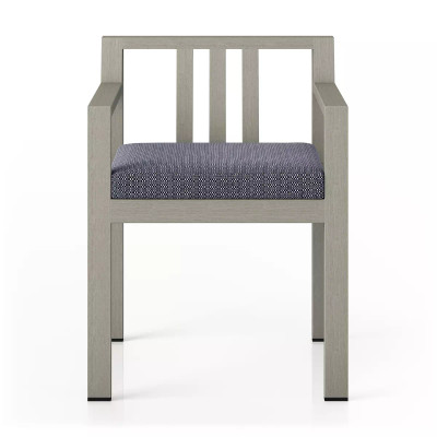 Four Hands Monterey Outdoor Dining Armchair, Weathered Grey - Faye Navy