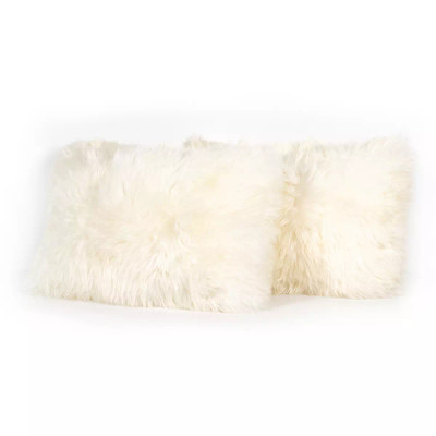 Four Hands Lalo Lambskin Pillow, Set Of 2 - White - 16X24"