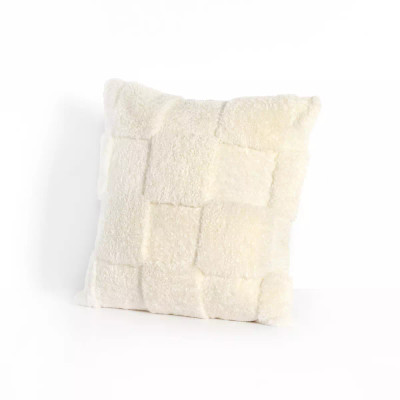 Four Hands Patchwork Shearling Pillow - Cream - Cover Only