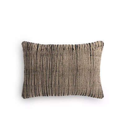 Four Hands Handwoven Stripe Wool Pillow - 14"X20" - Black Wool