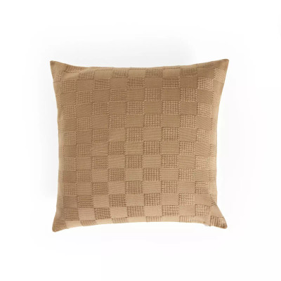 Four Hands Handwoven Checked Pillow - Khaki Cotton - Cover + Insert