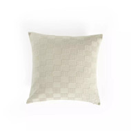 Four Hands Handwoven Checked Pillow - Ivory Cotton - Cover + Insert