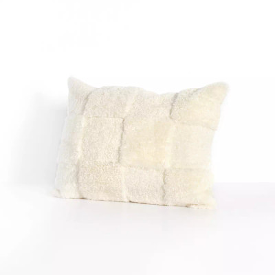 Four Hands Patchwork Shearling Lumbar Pillow - Cream - Cover Only