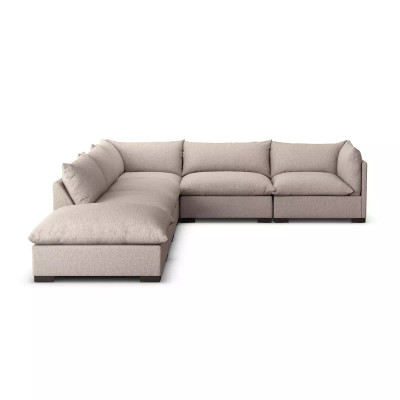 Four Hands Westwood 5 - Piece Sectional - Raf W/ Ottoman - Bayside Pebble