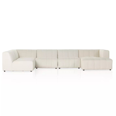 Four Hands Langham Channeled 5 - Piece Sectional - Right Chaise - Fayette Cloud