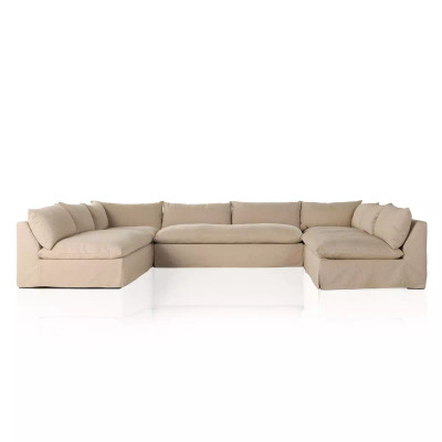 Four Hands Grant Slipcover 5 - Piece Sectional - 154" - Antwerp Taupe
