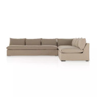 Four Hands Grant Slipcover 3 - Piece Sectional - 134" - Antwerp Taupe