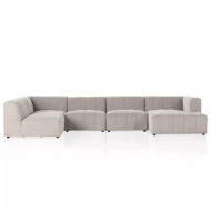Four Hands Langham Channeled 5 - Piece Sectional - Right Chaise - Napa Sandstone