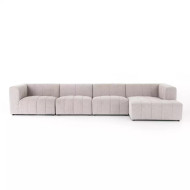 Four Hands Langham Channeled 4 - Piece Sectional - Right Chaise - Napa Sandstone
