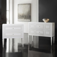 Modern History Milan Bedside - White Linen with Grey Accent