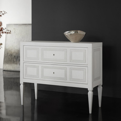Modern History Milan Commode - White Linen With Grey Accent