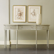 Modern History Ribbed Drawer Console Table - Antique Grey